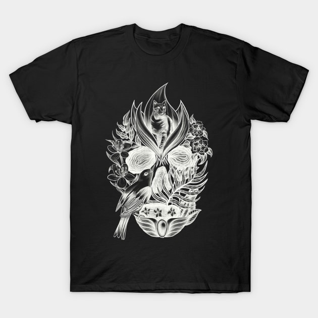 Animals and Flowers Wildlife Skull 2 T-Shirt by Tred85